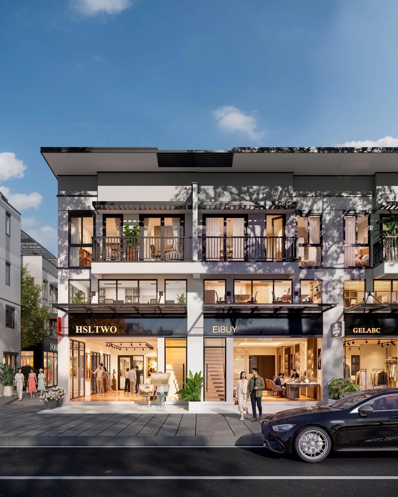Mặt tiền shophouse hiện đại