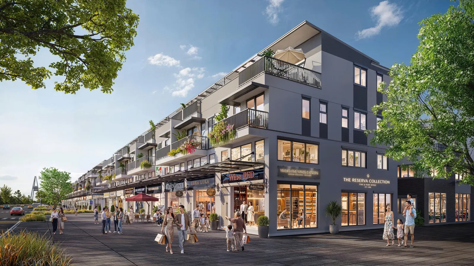 Shophouse góc đại lộ Trần Hoàng Na 47m