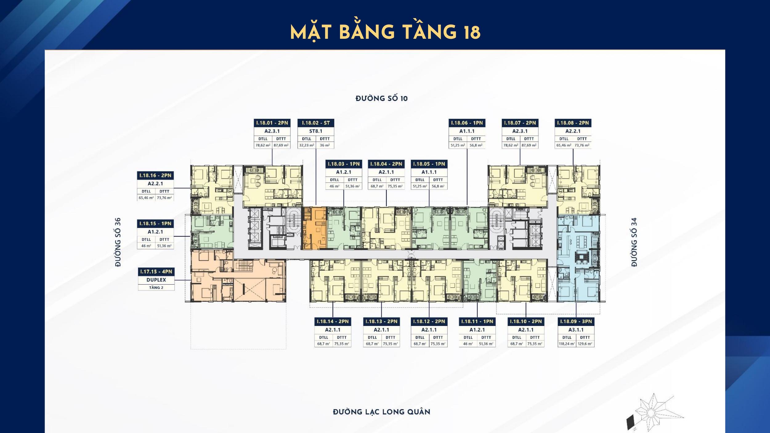 Mặt bằng tầng 18 – Penthouse/Duplex Stella Icon