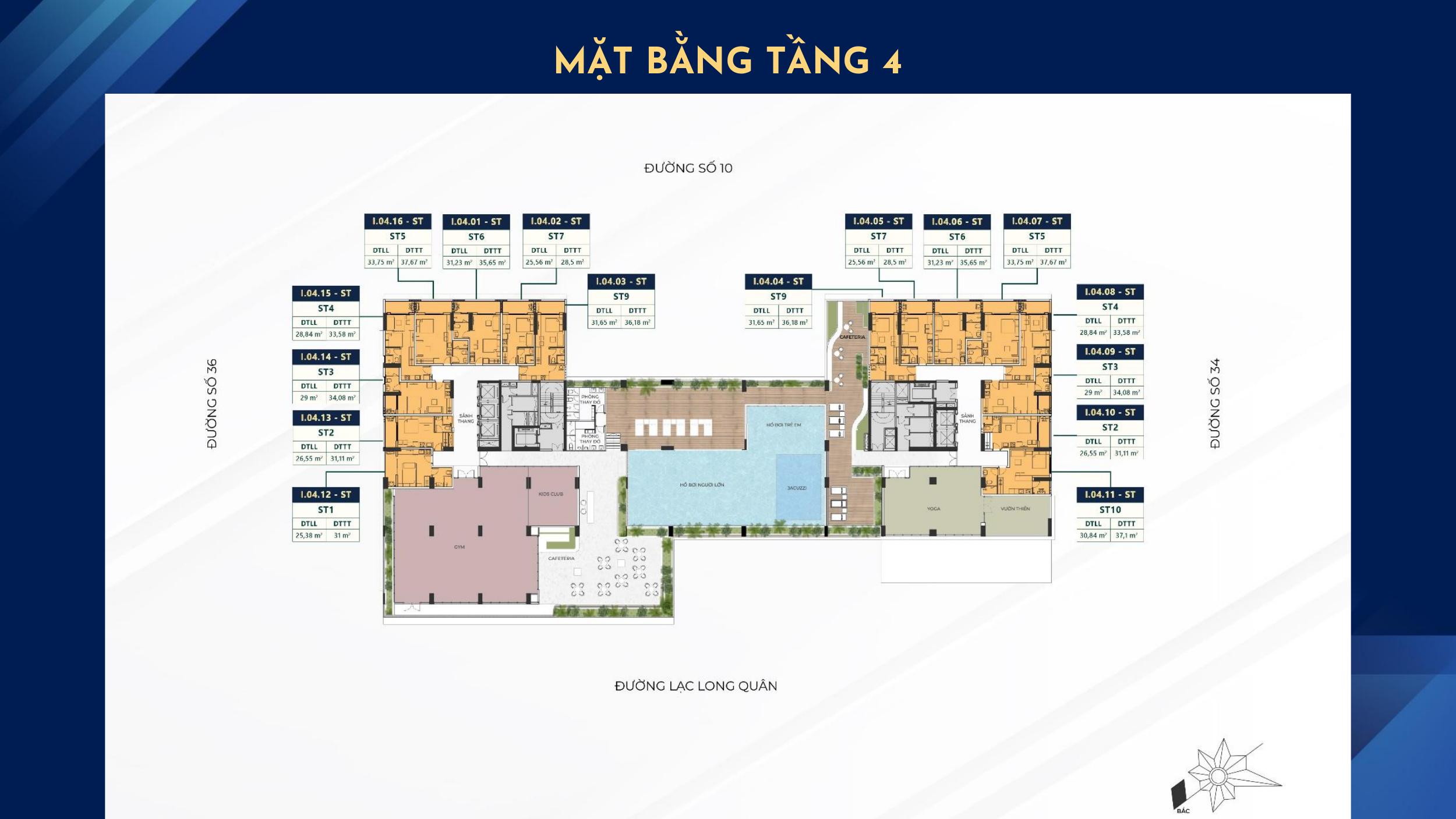 Mặt bằng tầng 4 – khối tiện ích Stella Icon