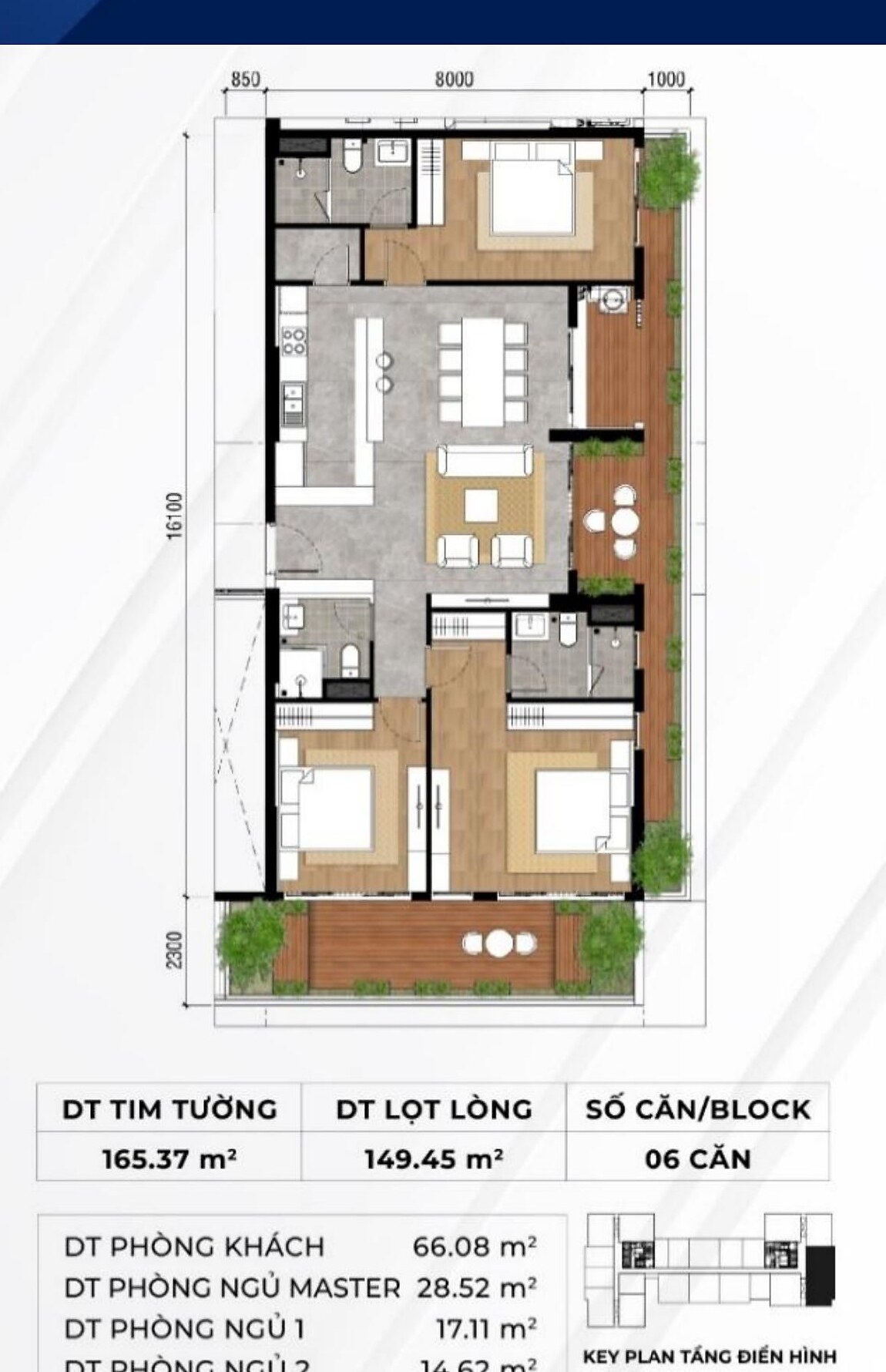 Căn hộ 3 phòng ngủ (165,37 m² tim tường) Stella Icon